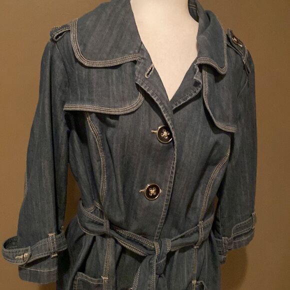 CJ Banks Denim Jean Jacket Size 1X Plus Size - Picture 3 of 12